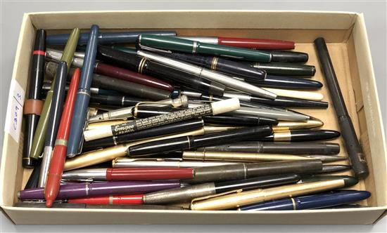 A large quantity of fountain pens and propelling pencils to include Mont Blanc, Mabie Todd, Onoto etc